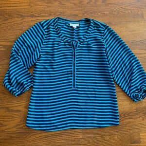 Blue and Black Striped Blouse